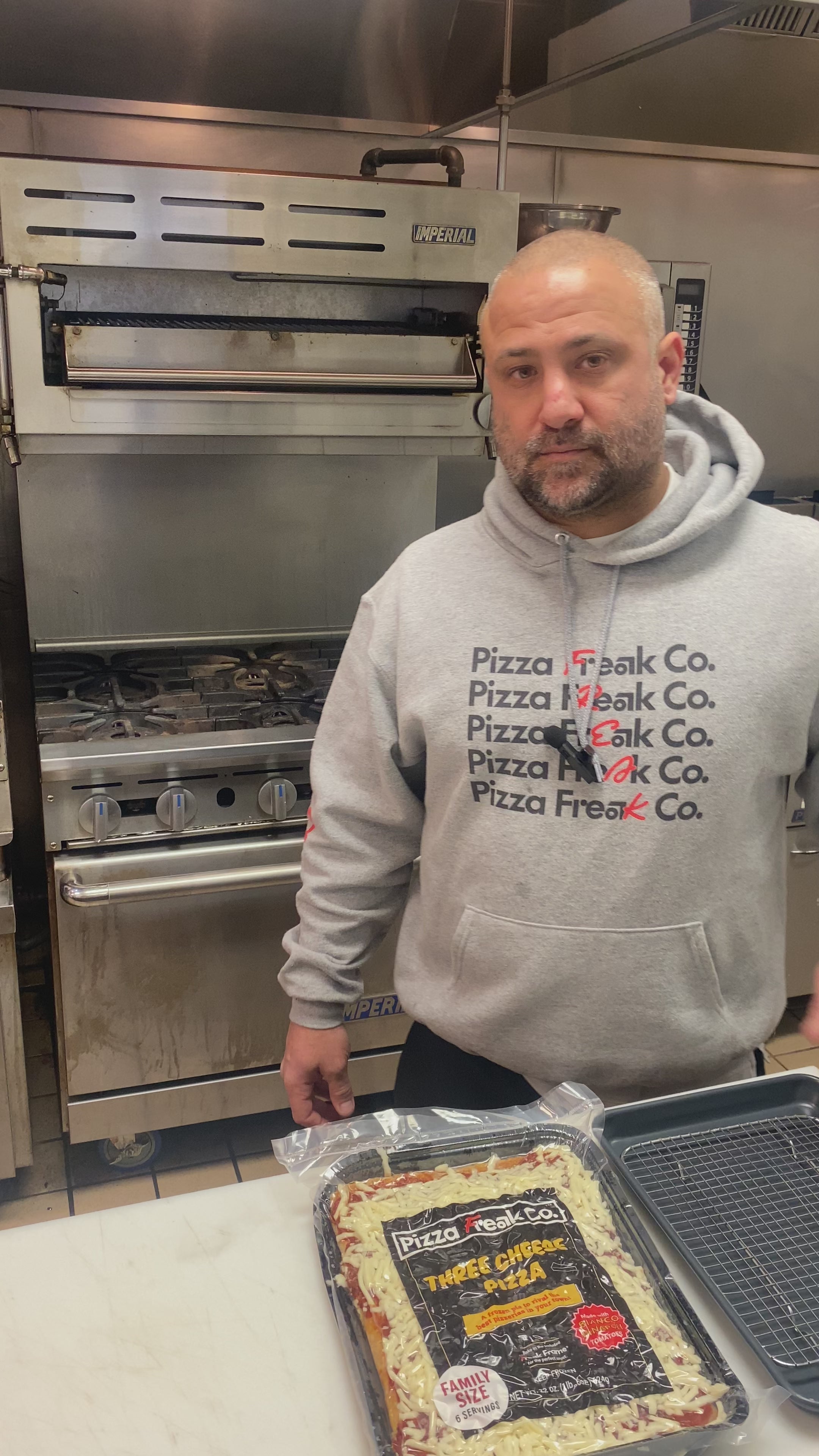 Load video: Chef Brad Daniels shows Chefs How To Bake Pizza Freak in Convection Oven